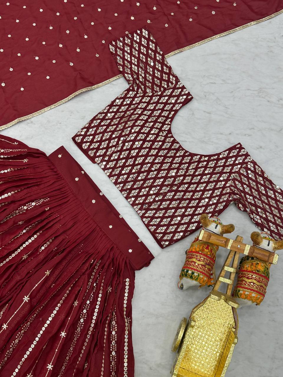 Wedding Collection Star Georgette Lehenga Choli with 7MM Sequence Embroidery Work  - Fully Stitched