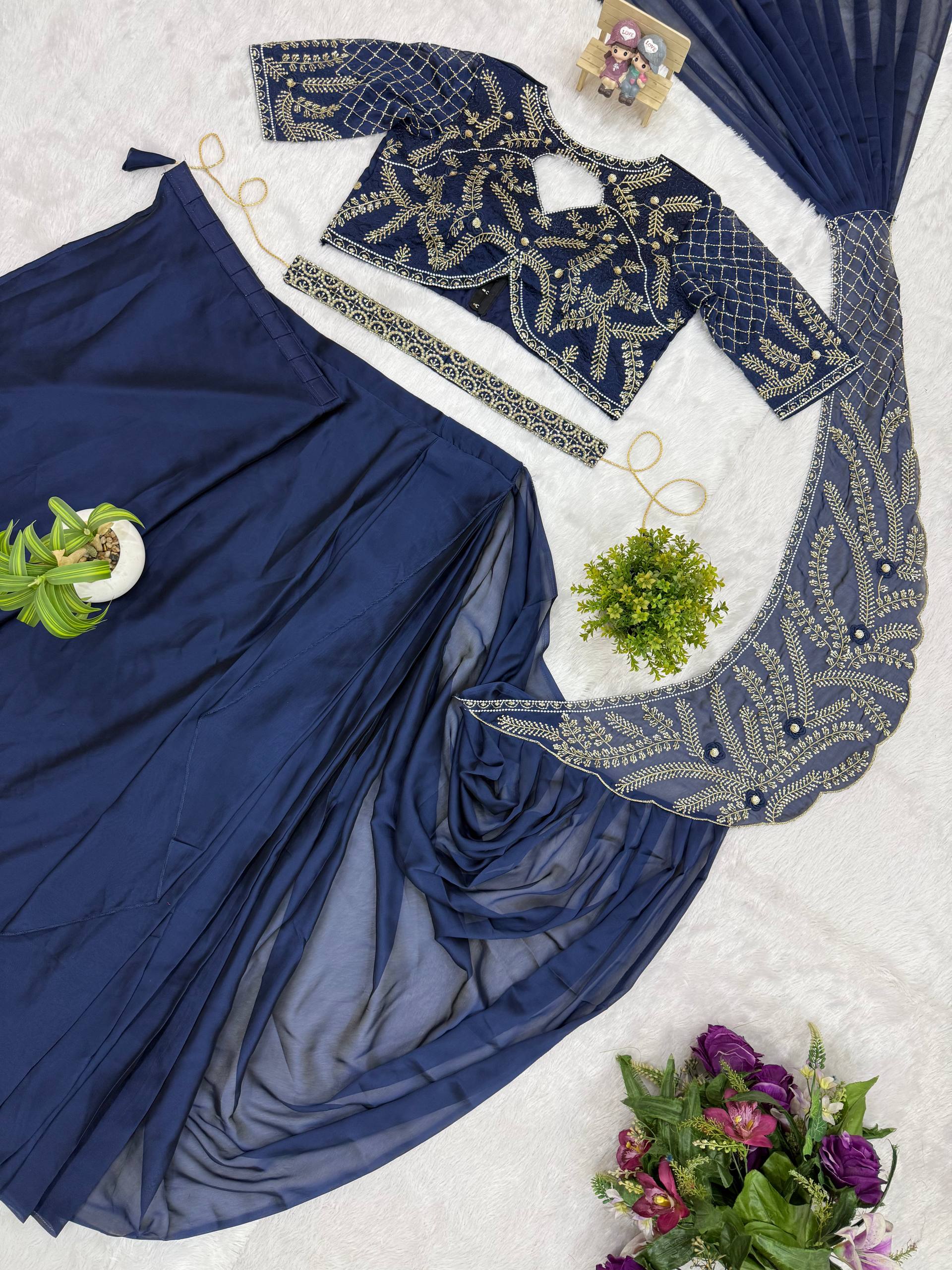 New Superhit Trending Ready to Wear Rangoli Silk Saree with Semi-Beads Embroidered Blouse - Fully Stitched