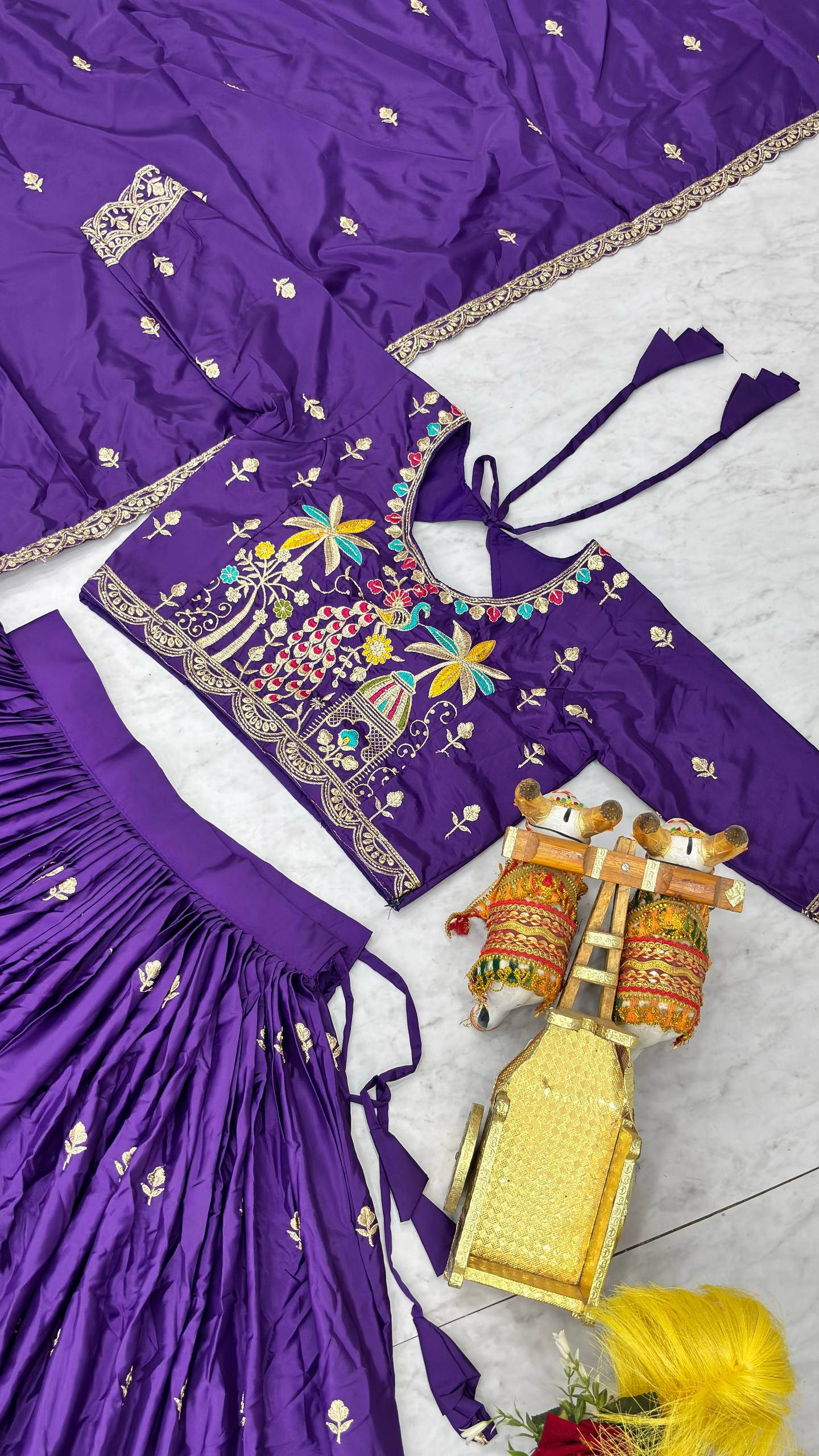 Wedding Collection Pure Crepe Silk Lehenga Choli with Heavy Embroidery Sequence Work - Fully Stitched