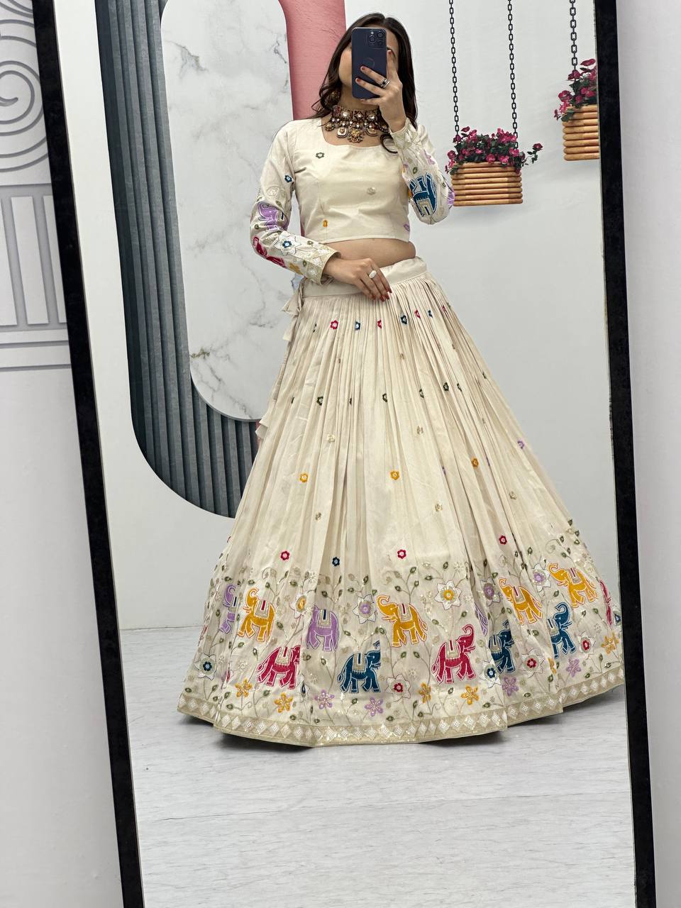 Wedding Wear Tissue Silk Lehenga Choli with Heavy Sequence Work and Vichitra Silk Dupatta - Fully Stitched