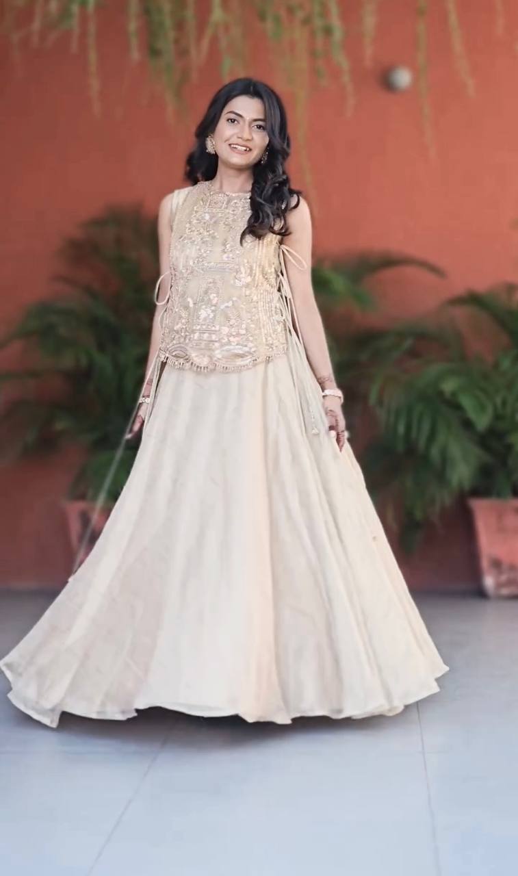 Party Wear Indo Western Lehenga with Heavy Work Shrug - Fully Stitched