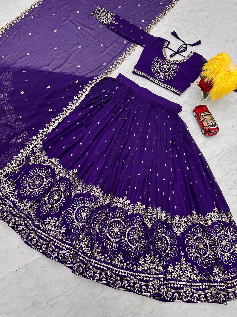 Launching Heavy Embroidered Fox Georgette Lehenga Choli with Dupatta - Fully Stitched