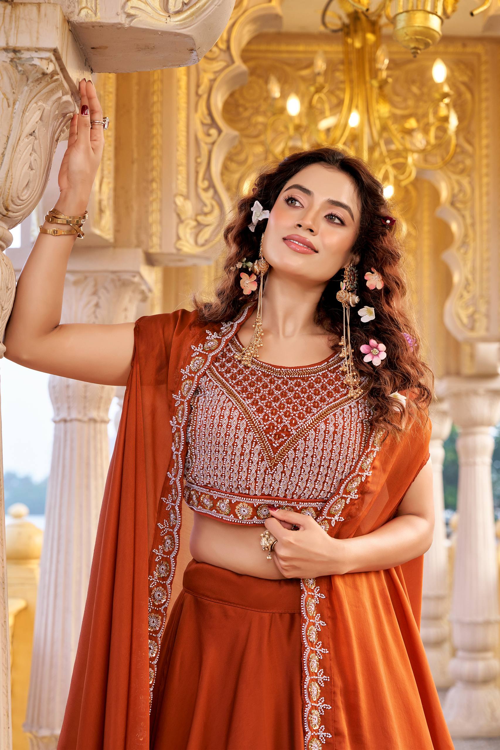 Wedding Special Rangoli Silk Lehenga Choli with Heavy Embroidery and 9 Meter Flair - Fully Stitched