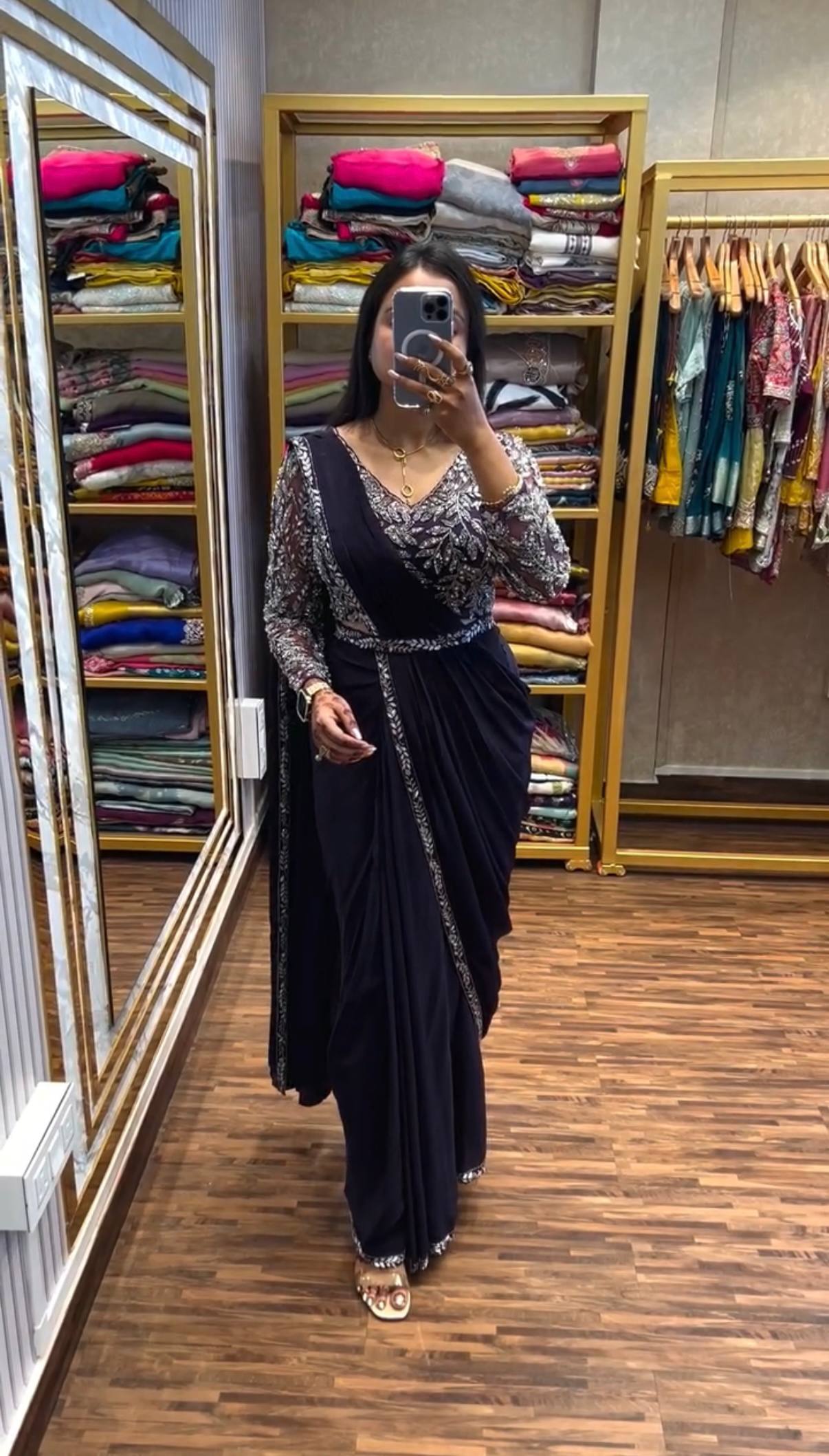 New Superhit Trending Rangoli Ready to Wear Saree with Heavy Embroidered Stylish Blouse - Fully Stitched