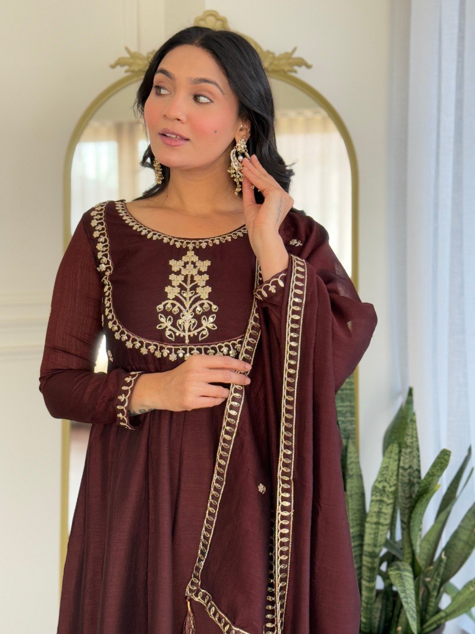 Stylish Vichitra Silk Embroidered Kurta Pant Set with Dupatta for Party Wear - Fully Stitched