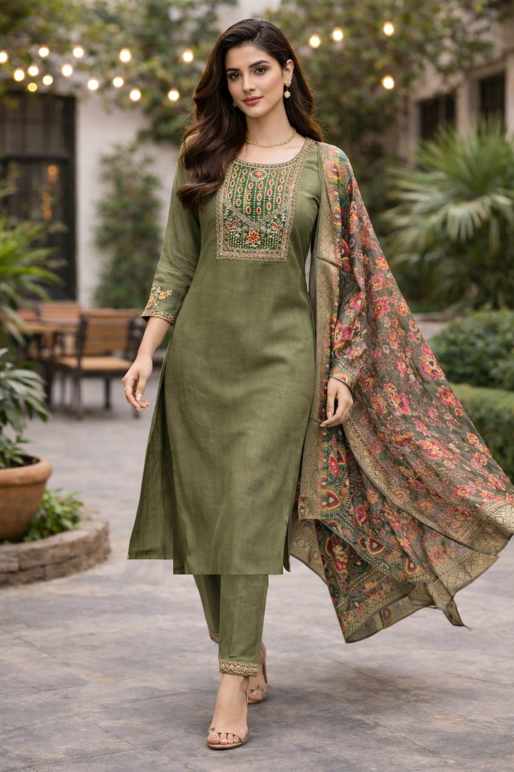 Designer Cotton Silk Kurti Pant Set with Jacquard Shimmer Dupatta | Wedding & Festive Wear Collection