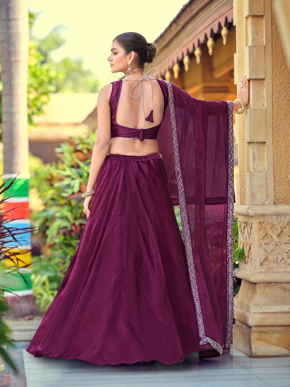 Premium Purple Silk Lehenga Choli with Beads Work Dupatta for Wedding & Festive Wear