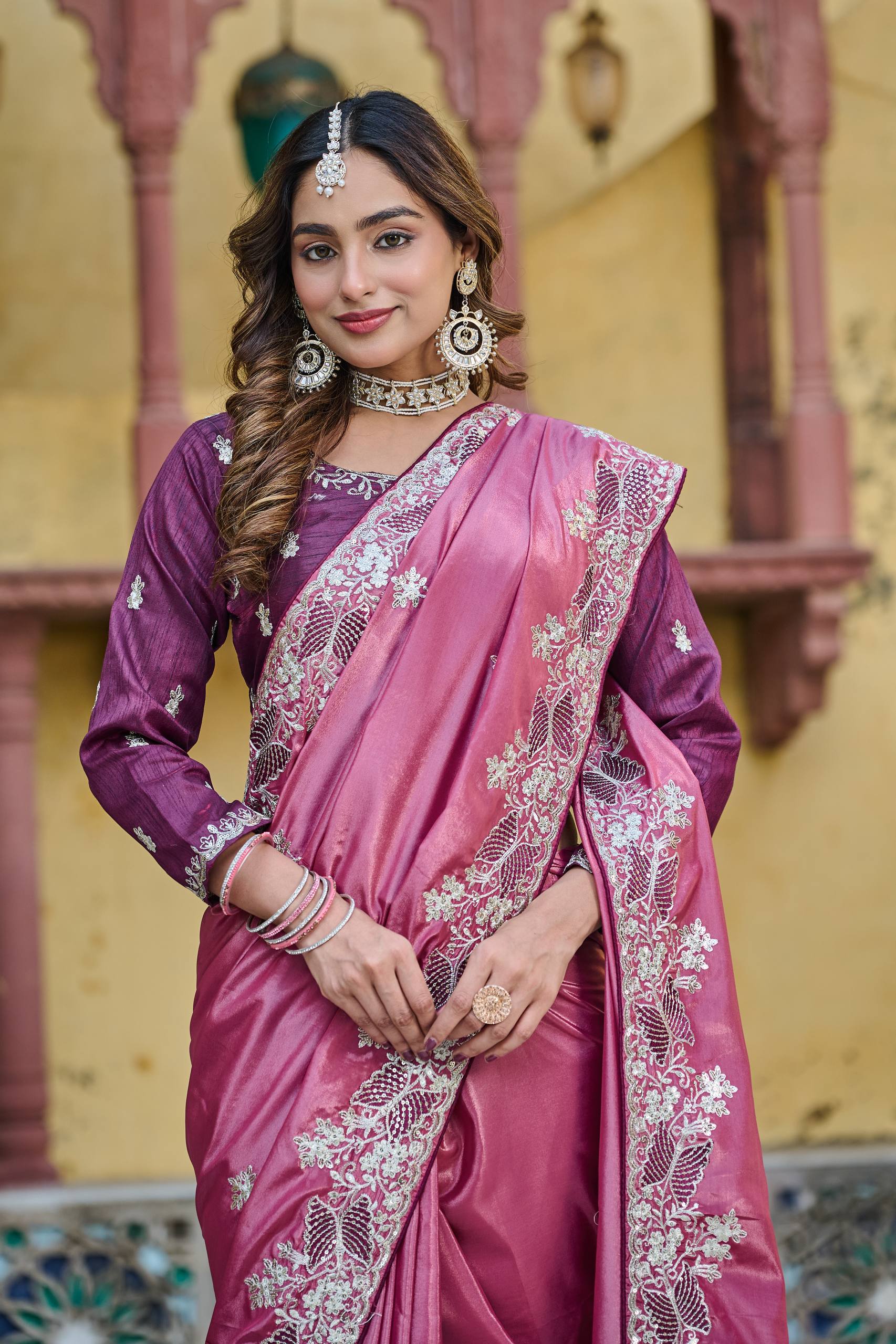 Wedding Saree in Pure HO Silk with Heavy Thread and Sequence Embroidery Work