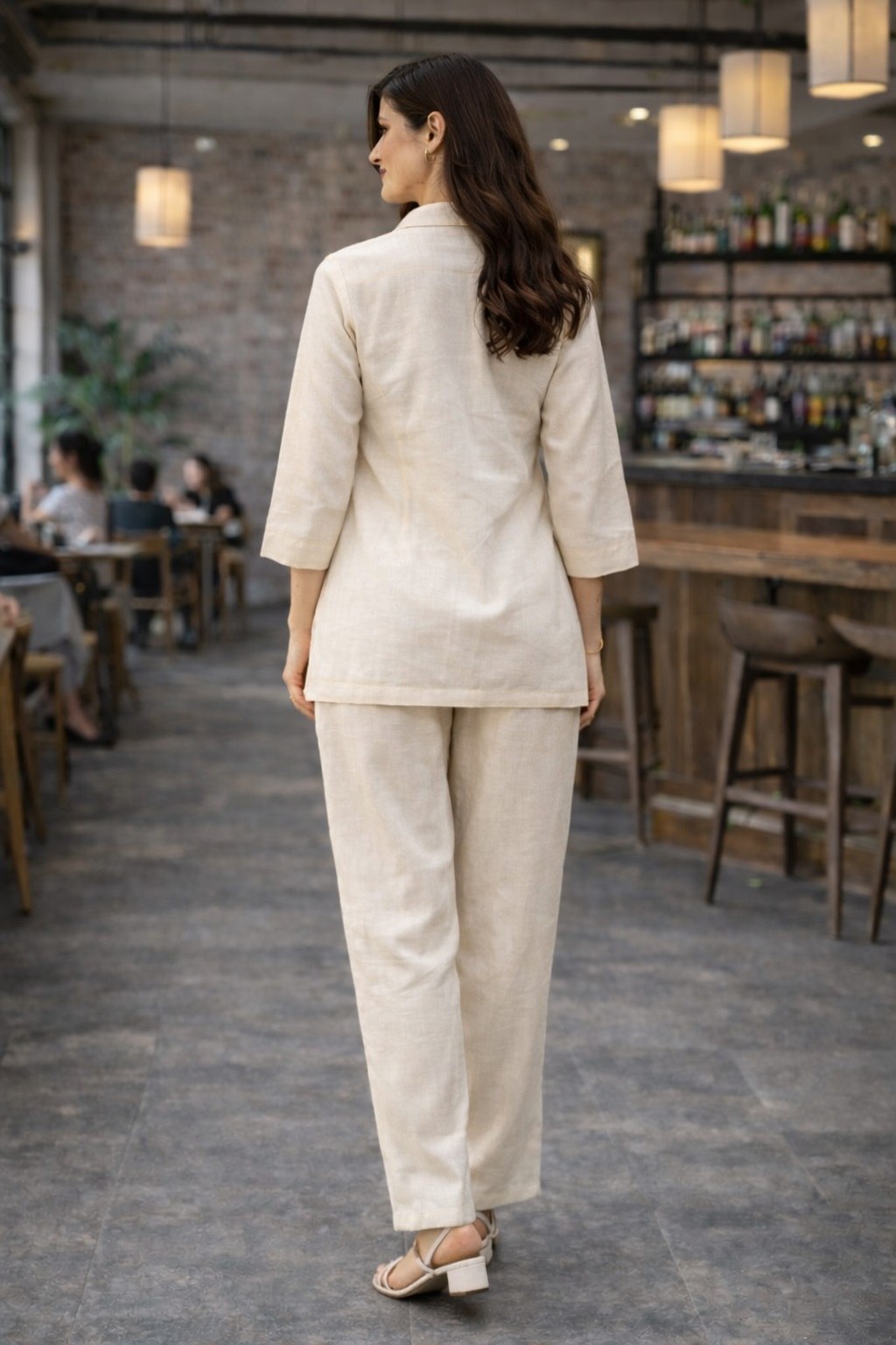 Women's Cotton Embroidered Co-Ord Set with Shirt Collar Top and Pant - Fully Stitched