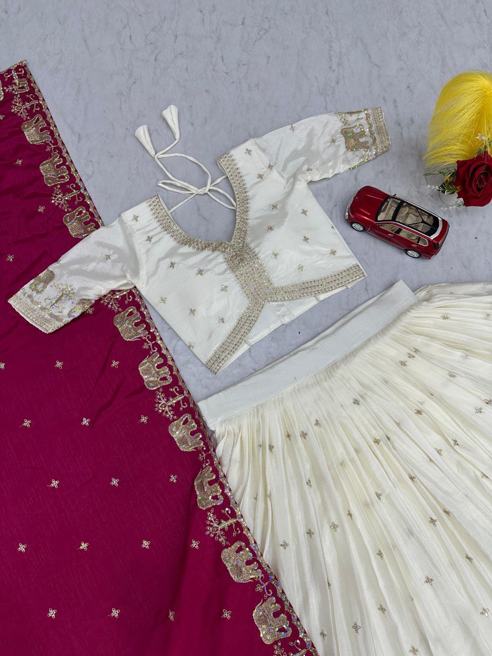 New Festival Pure Chinon Lehenga Choli with Heavy Sequence Embroidery - Fully Stitched