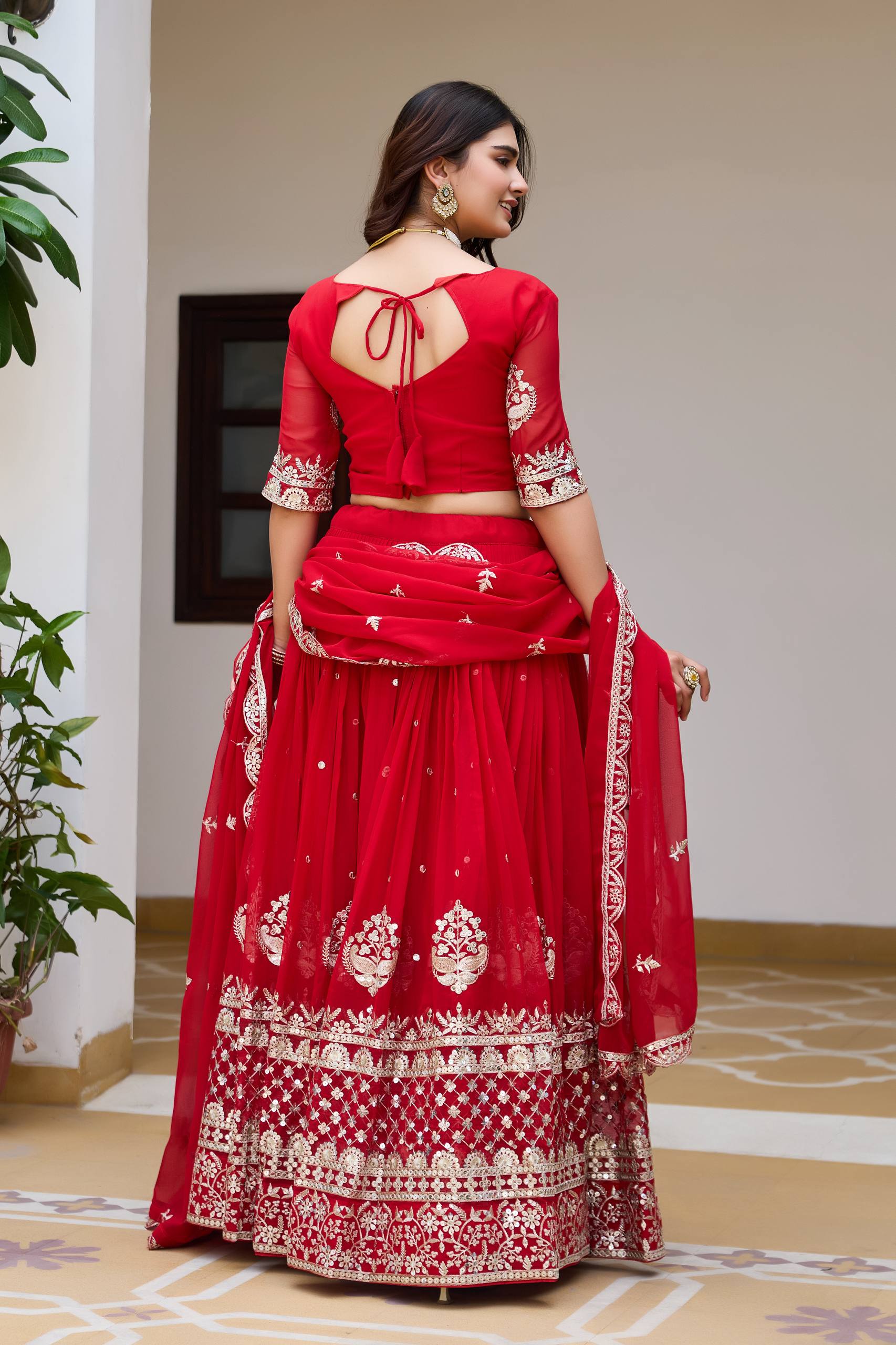 Wedding Special Heavy Fox Georgette Lehenga Choli with 7mm Sequence Embroidery - Fully Stitched