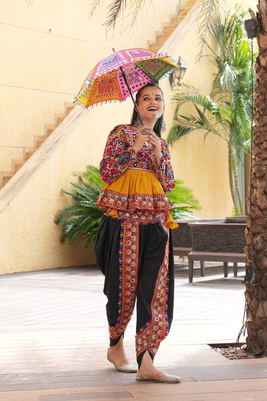 Designer Embroidered Kurti with Dhoti Pant  Perfect for Garba Nights & Festive Celebrations