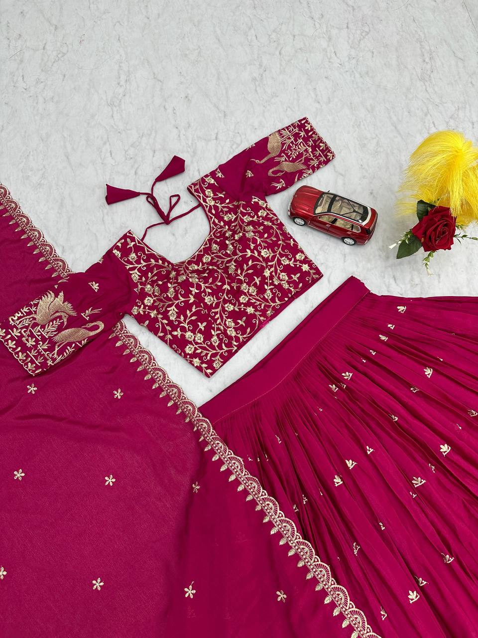 Launching New Festival Chinon Lehenga Choli with Elegant Embroidery Work - Fully Stitched