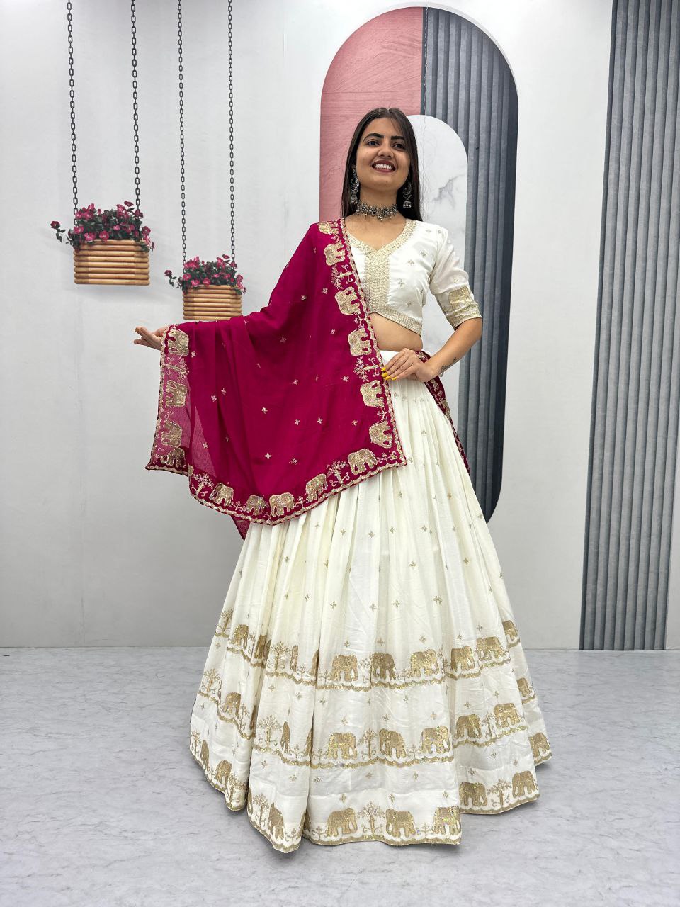 New Festival Pure Chinon Lehenga Choli with Heavy Sequence Embroidery - Fully Stitched