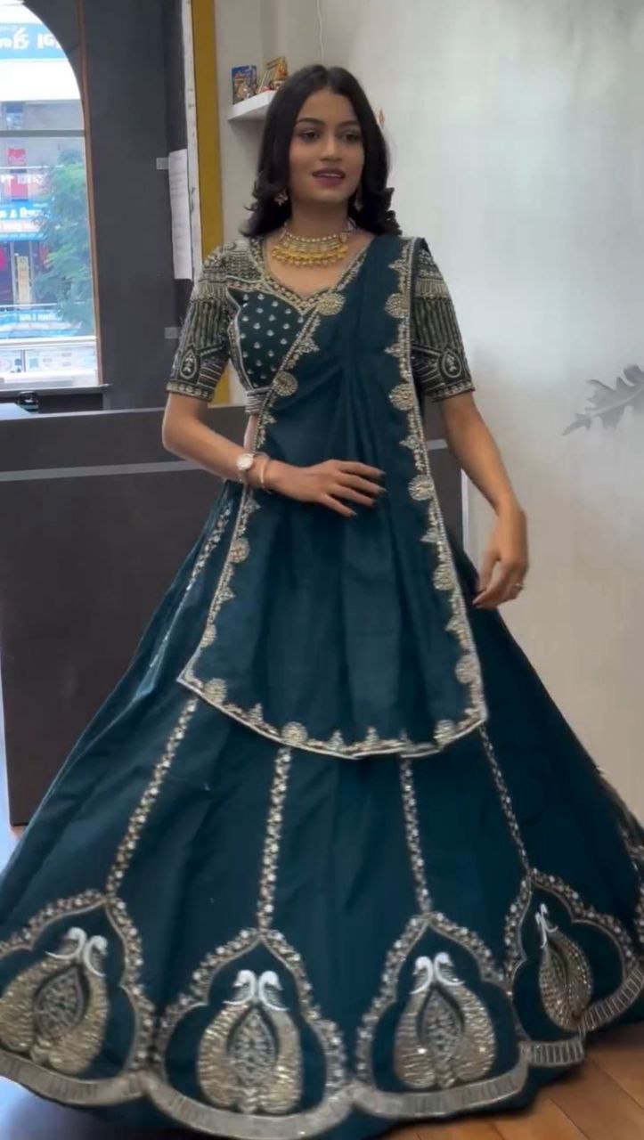 New Festival Chinon Lehenga Choli with Embroidered Dupatta- Fully Stitched