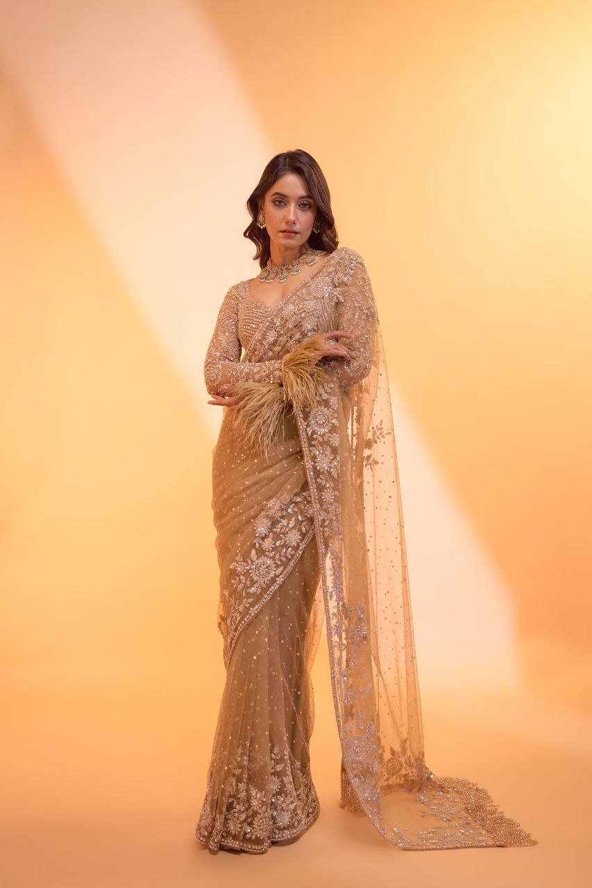 New Launch Bollywood Style Heavy Sequins Work Party Wear Saree