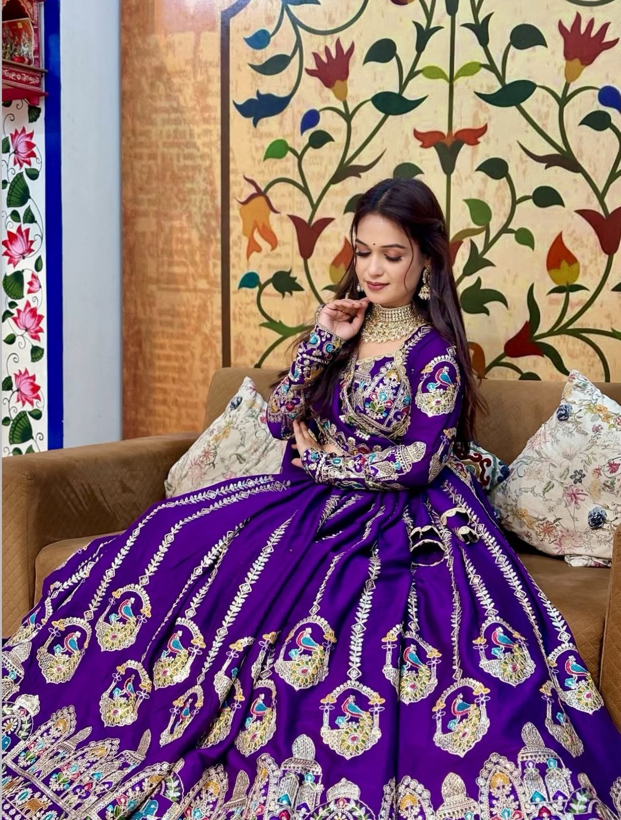 Launching New Festival Pure Vichitra Lehenga Choli with Heavy Coding Sequence Work - Fully Stitched