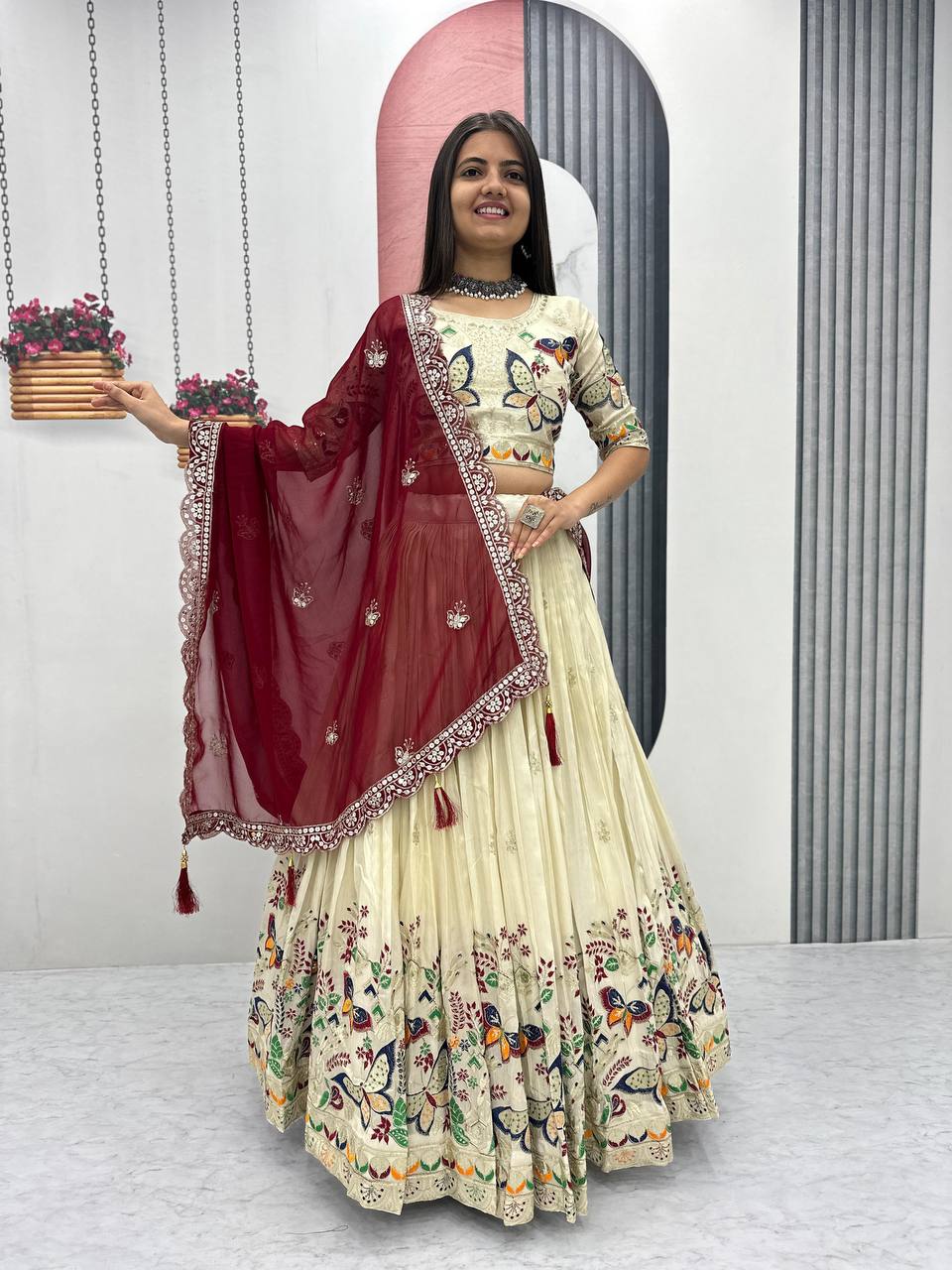 Wedding wear Lehenga Choli With Cancan - Fully Stitched