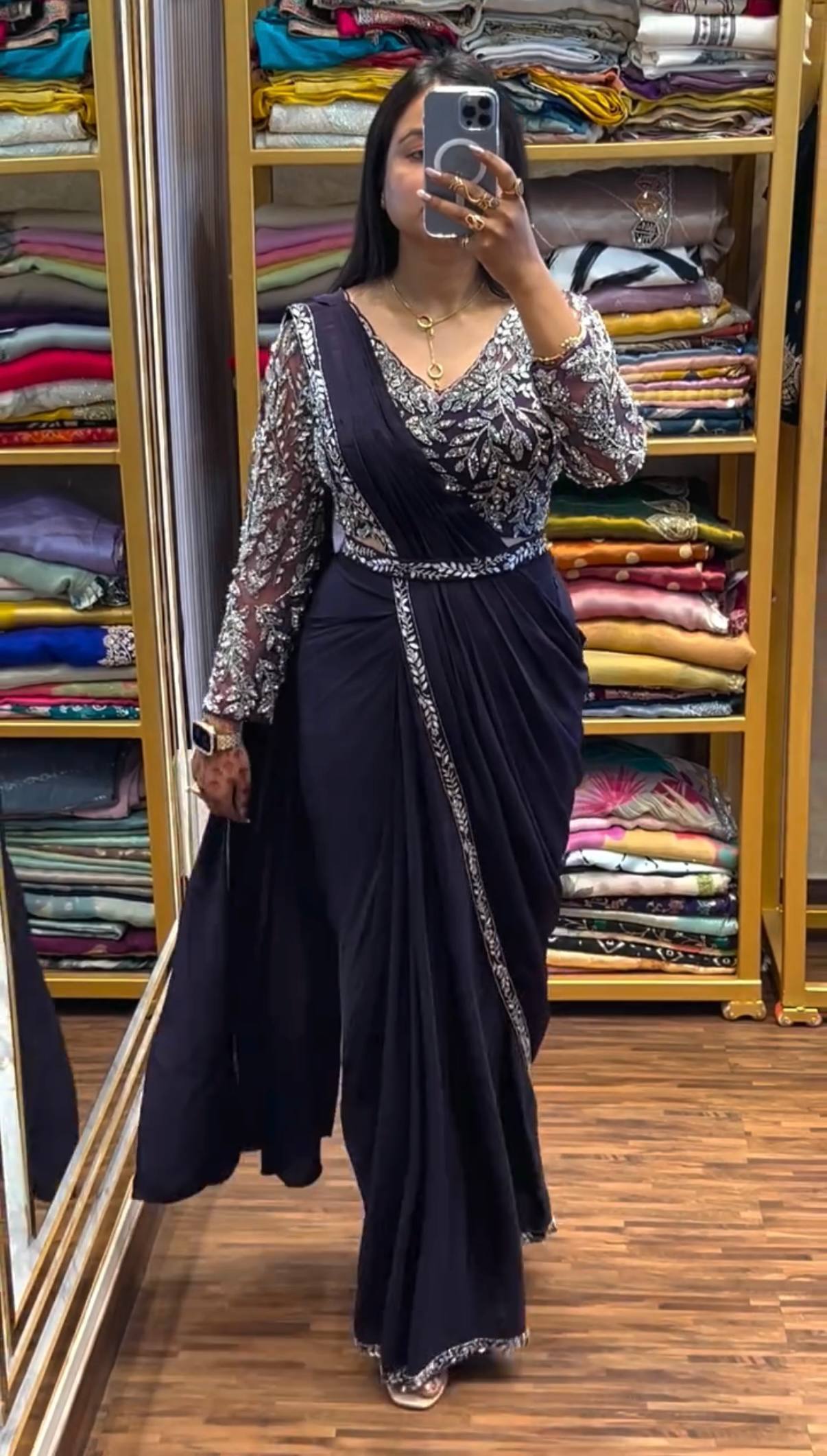 New Superhit Trending Rangoli Ready to Wear Saree with Heavy Embroidered Stylish Blouse - Fully Stitched