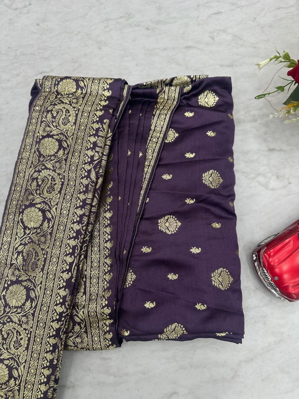 Festival Collection Pure Silk Ready-Made Patli Saree with Heavy Zecard Work - Ready-Made Patli