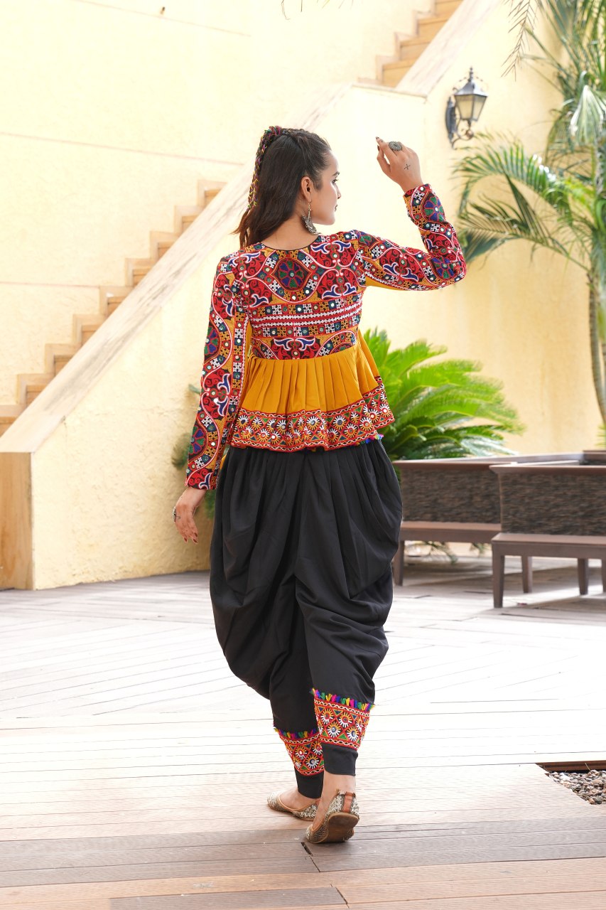 Designer Embroidered Kurti with Dhoti Pant  Perfect for Garba Nights & Festive Celebrations