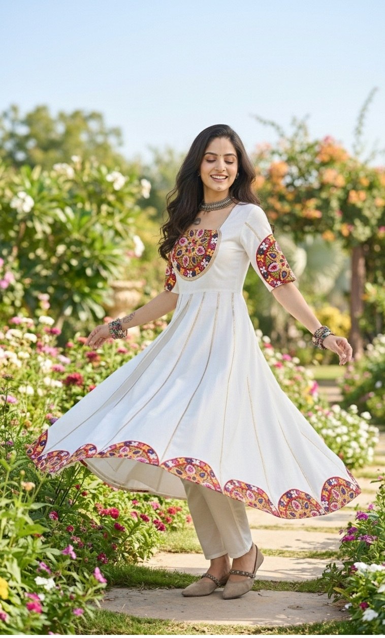 Designer Embroidered Kurti With Pant Perfect For Garba Night