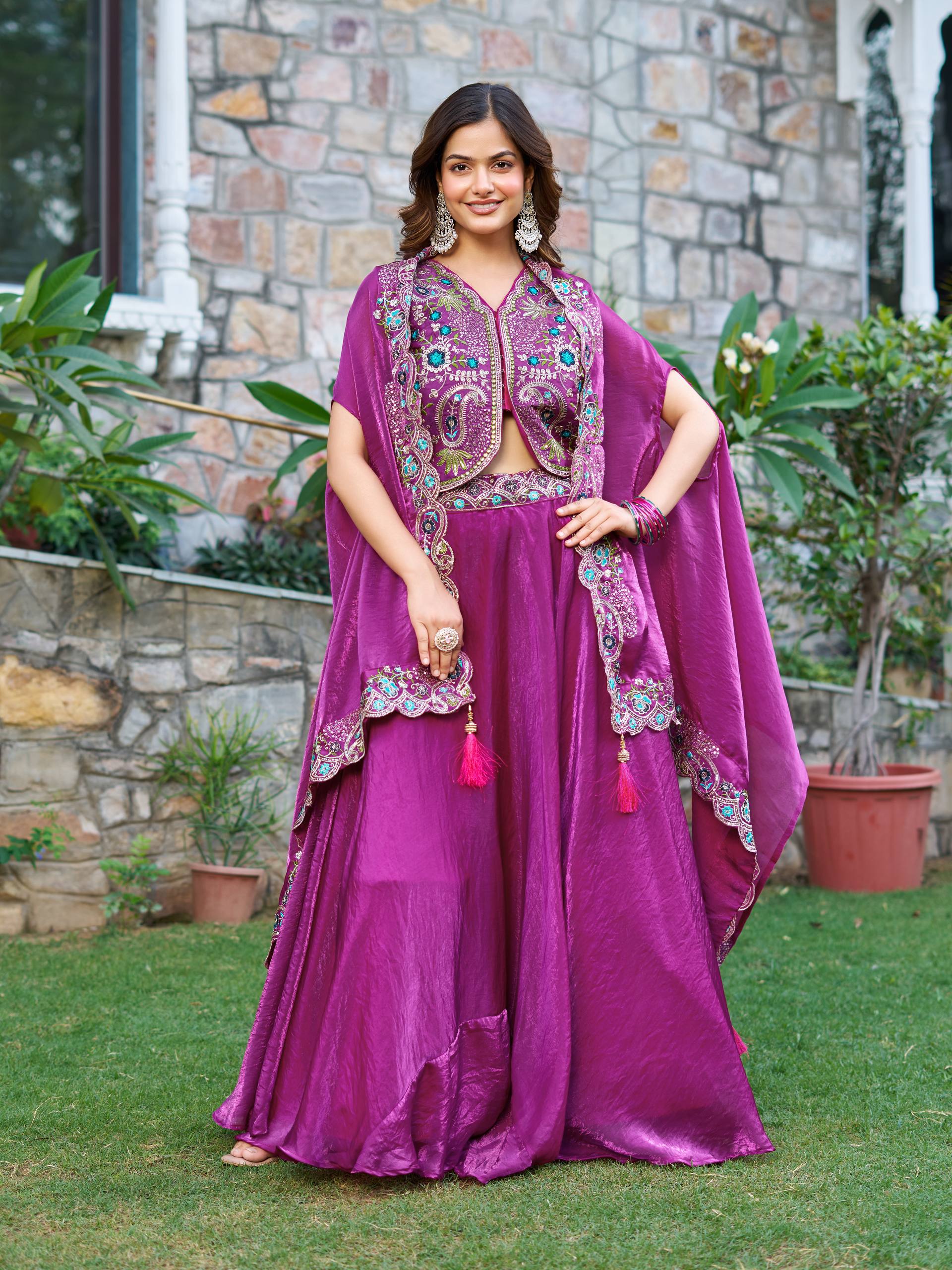 Wedding Special Fendy Silk Lehenga Choli with Heavy Embroidery Sequence Work - Fully Stitched
