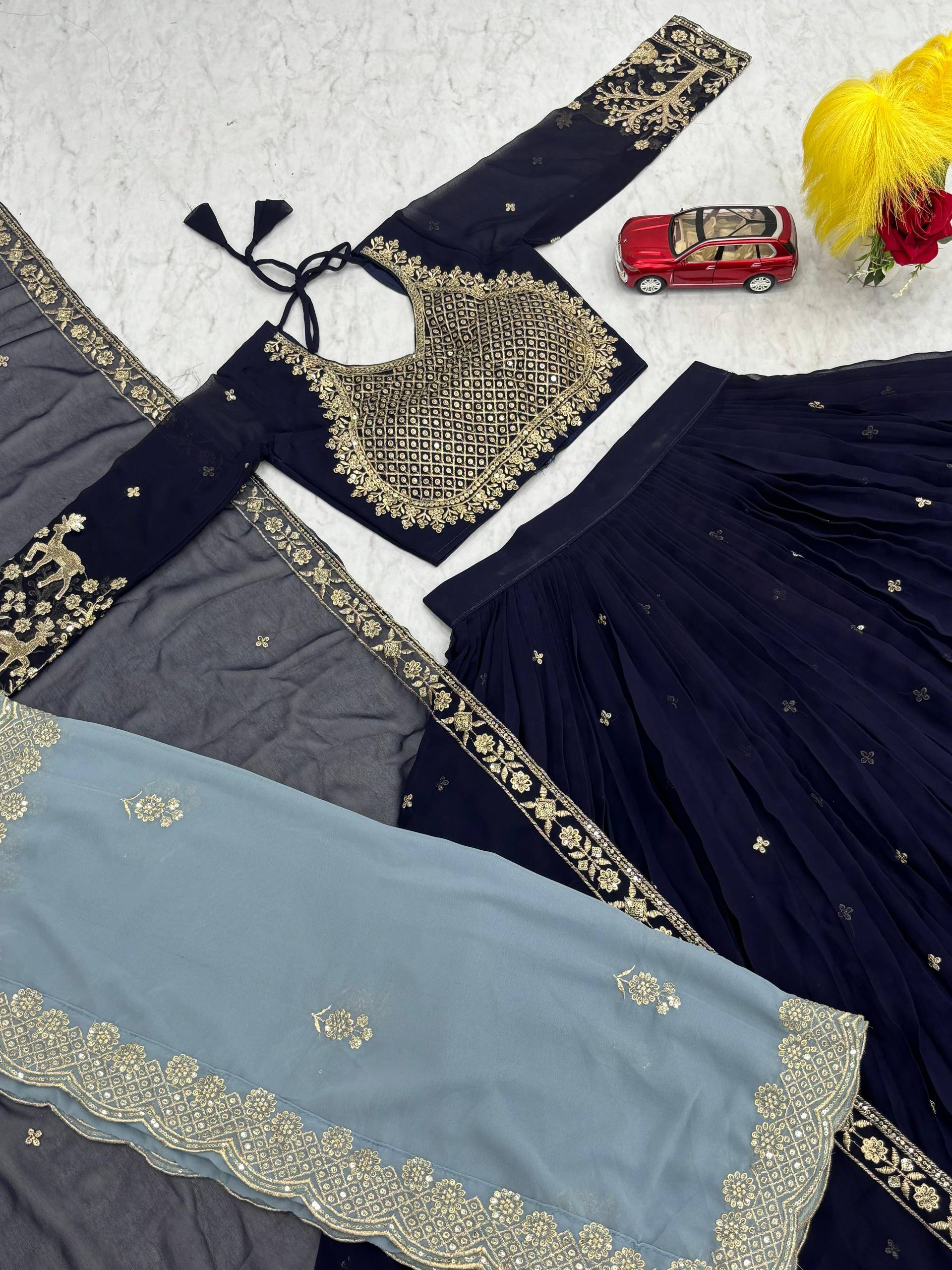 Wedding Special Fox Georgette Lehenga Choli with Embroidered Dupatta - Fully Stitched