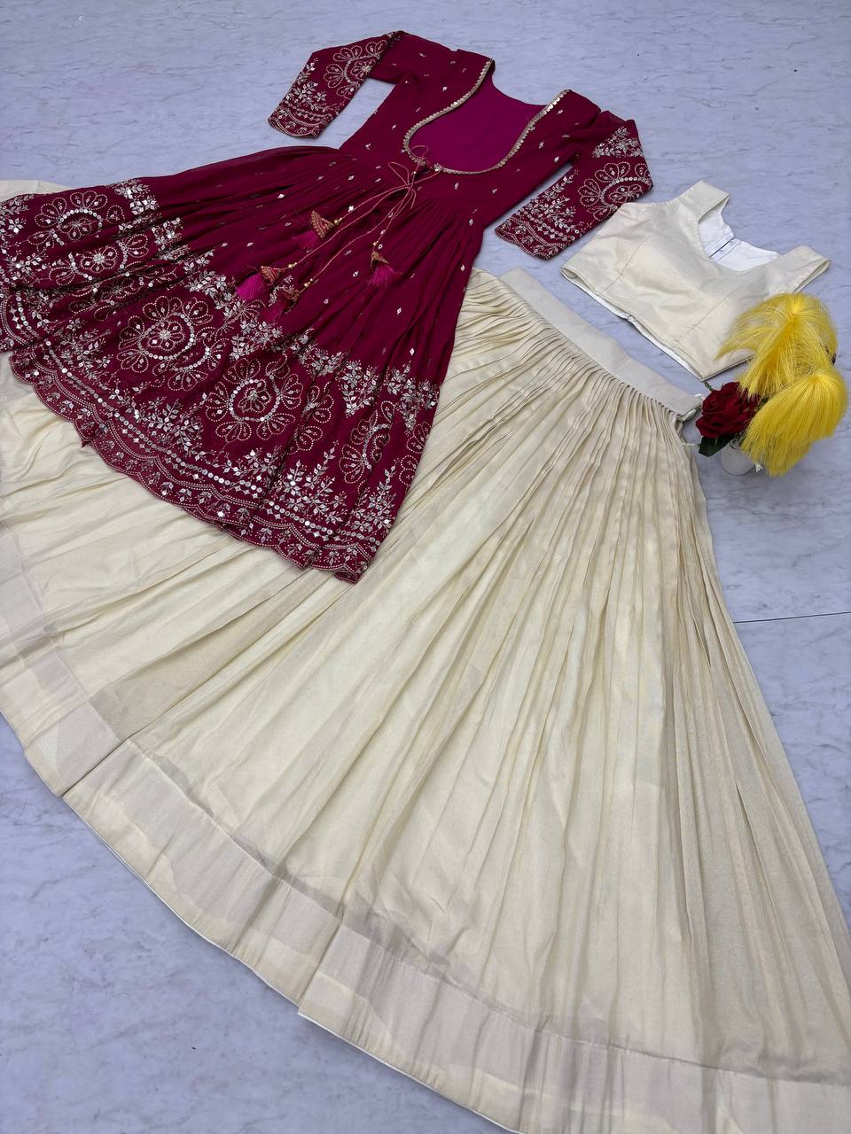 Festival Special Indo Western Lehenga Set with Embroidered Shrug - Fully Stitched