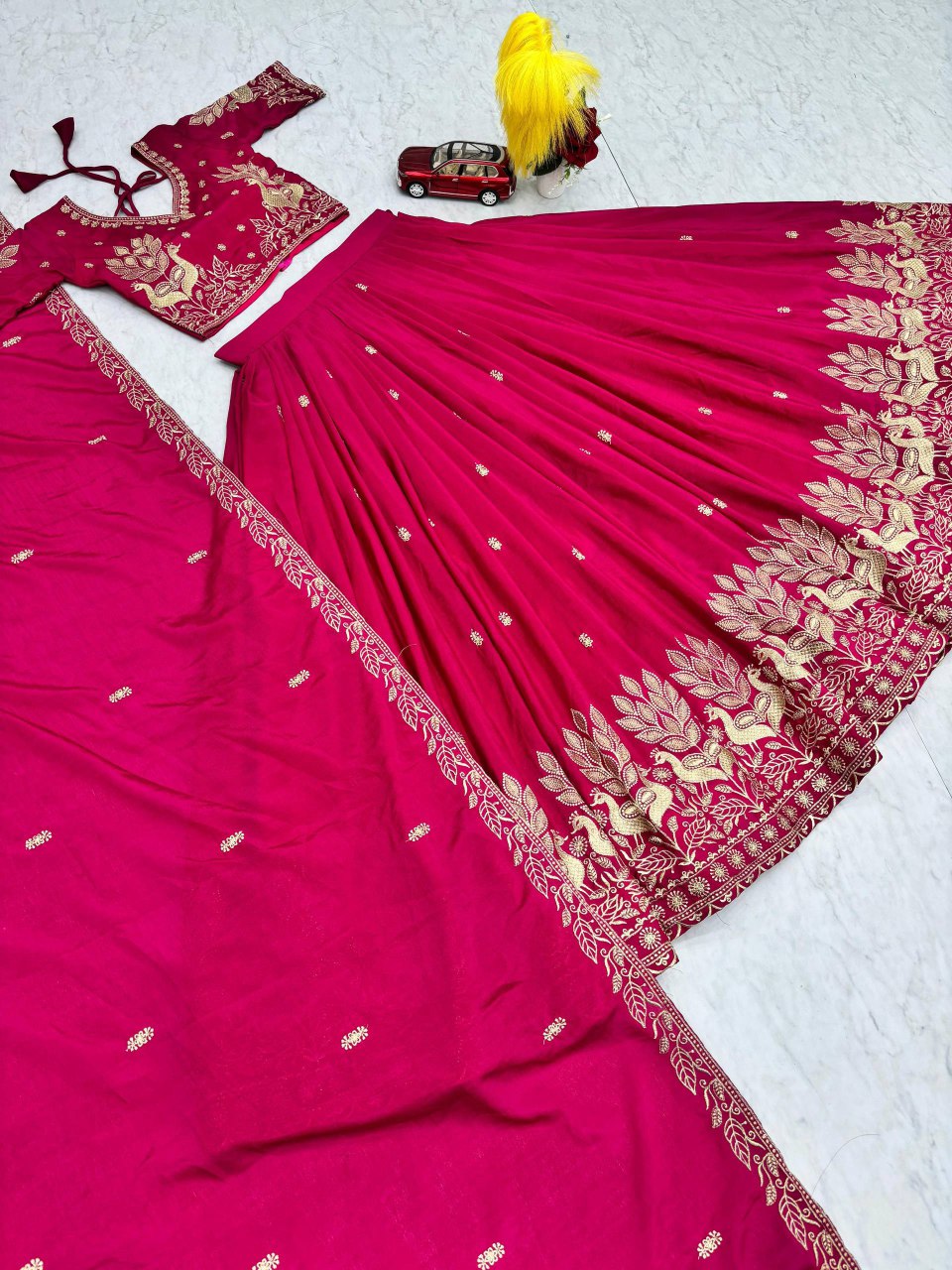 New Festival Chinon Lehenga Choli with Elegant Embroidered Dupatta - Fully Stitched