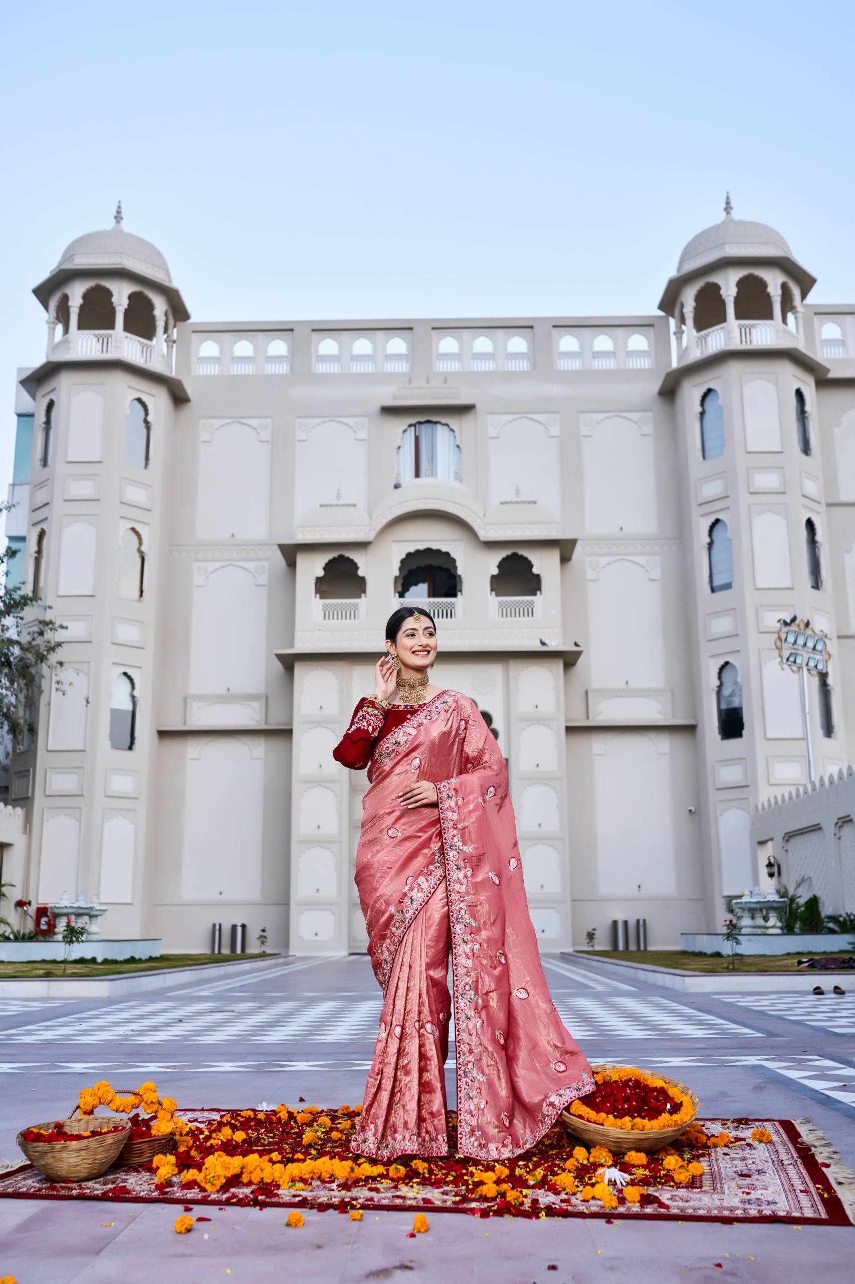 Festival Wedding Saree in Pure HO Silk with Heavy Thread and Sequence Embroidery Work - Ready-Made Patli