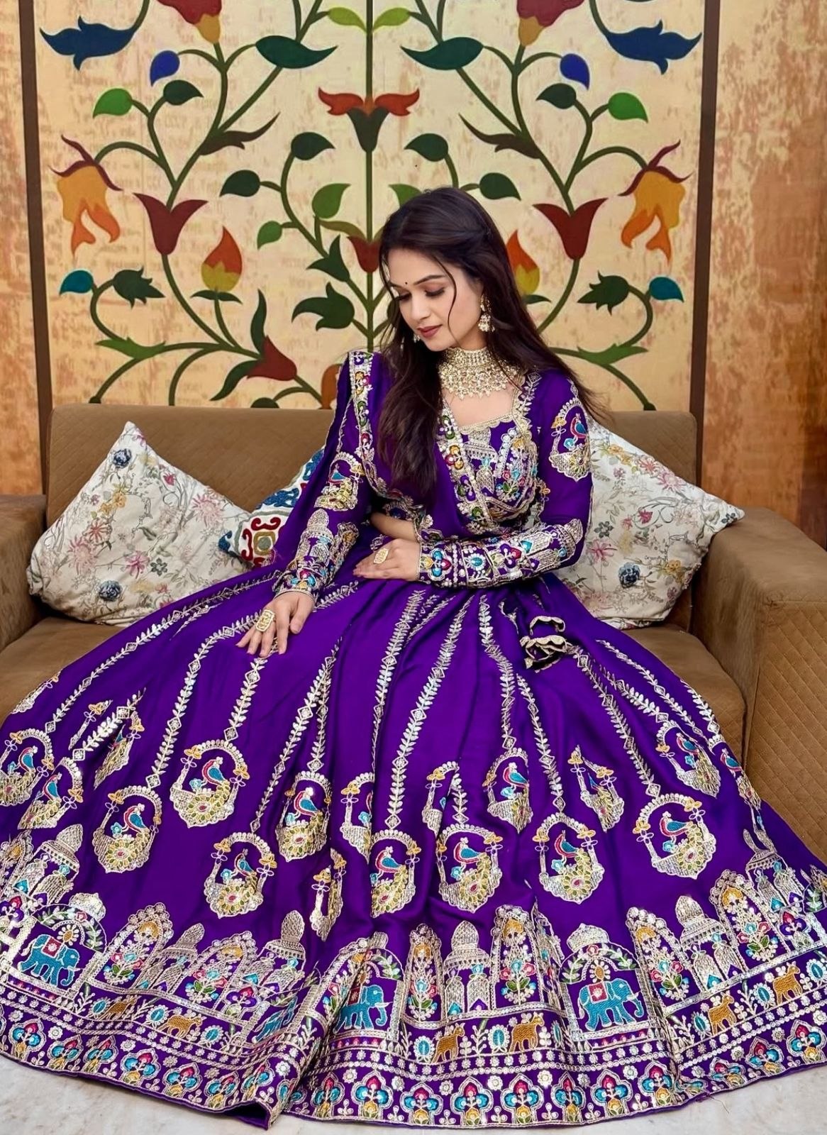 Launching New Festival Pure Vichitra Lehenga Choli with Heavy Coding Sequence Work - Fully Stitched