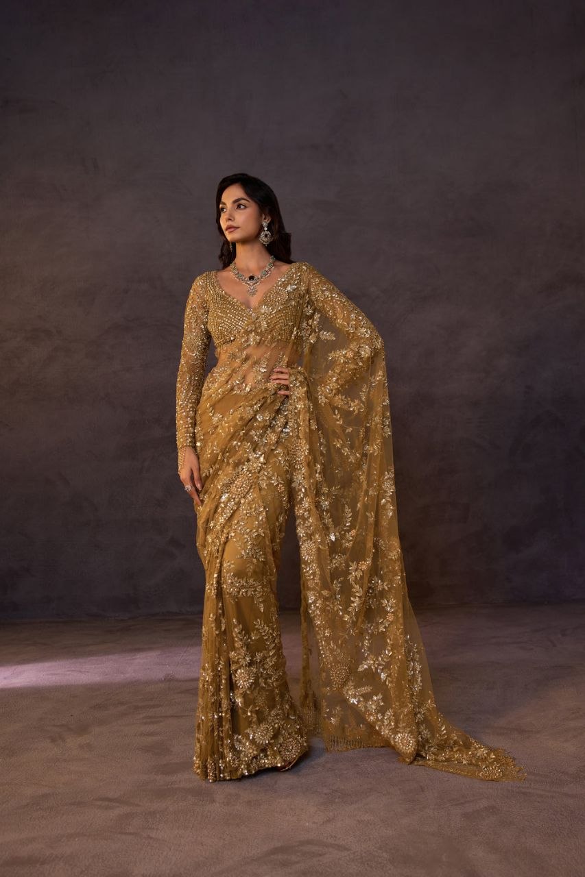 Trending Bollywood Blockbuster Sequins Embroidered Designer Saree