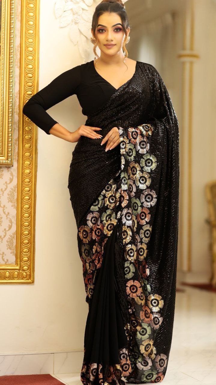 Bollywood Blockbuster Special Edition Dual Sequins Georgette Designer Saree