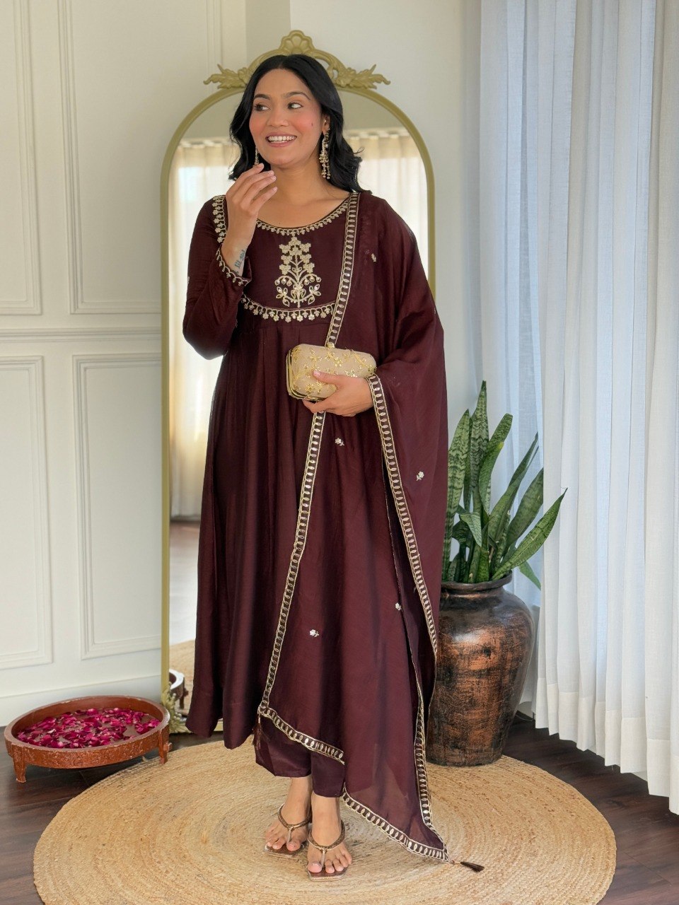Stylish Vichitra Silk Embroidered Kurta Pant Set with Dupatta for Party Wear - Fully Stitched