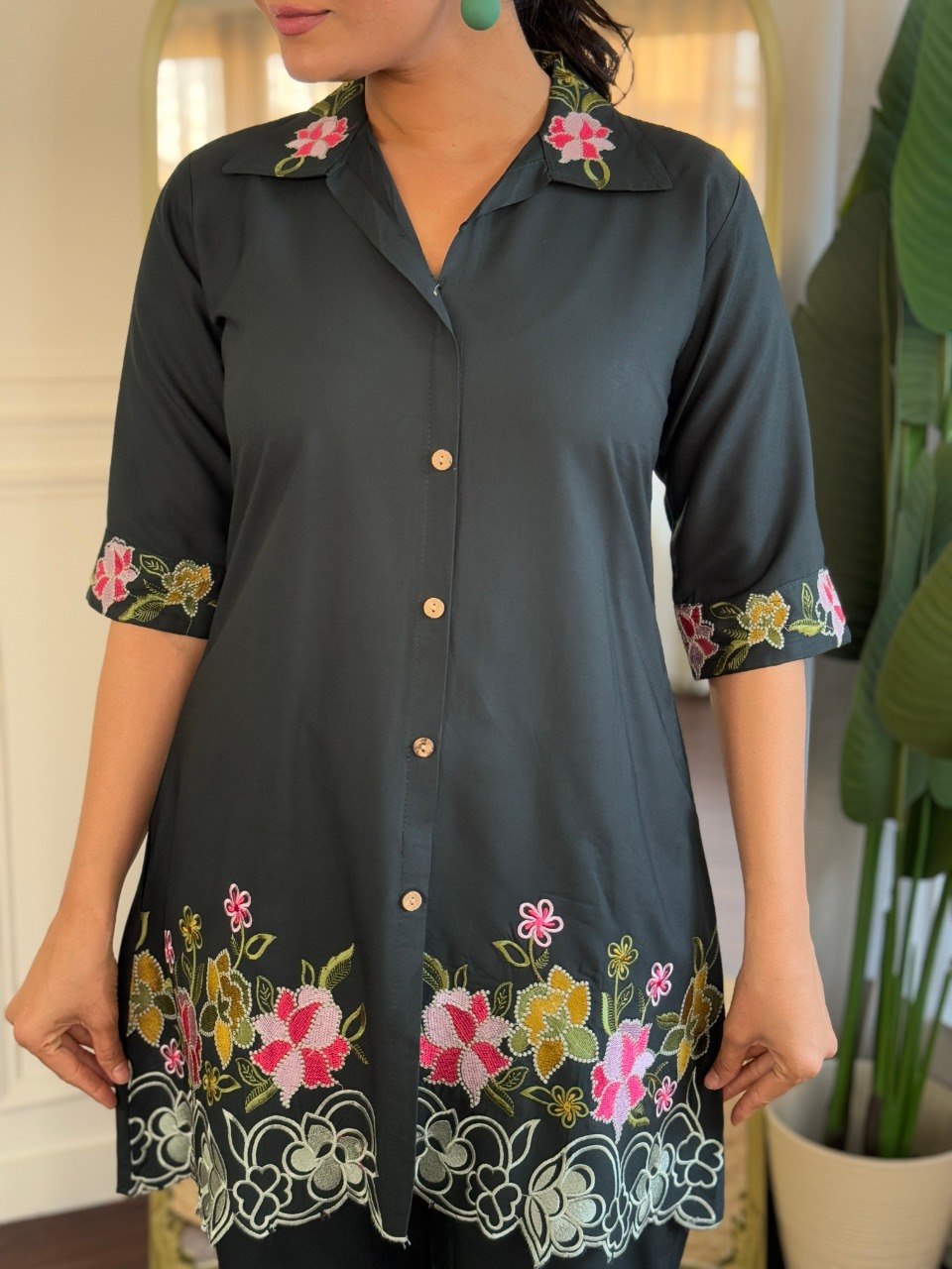 Modern Viscose Rayon Co-Ord Set for Women with Embroidery Work - Fully Stitched