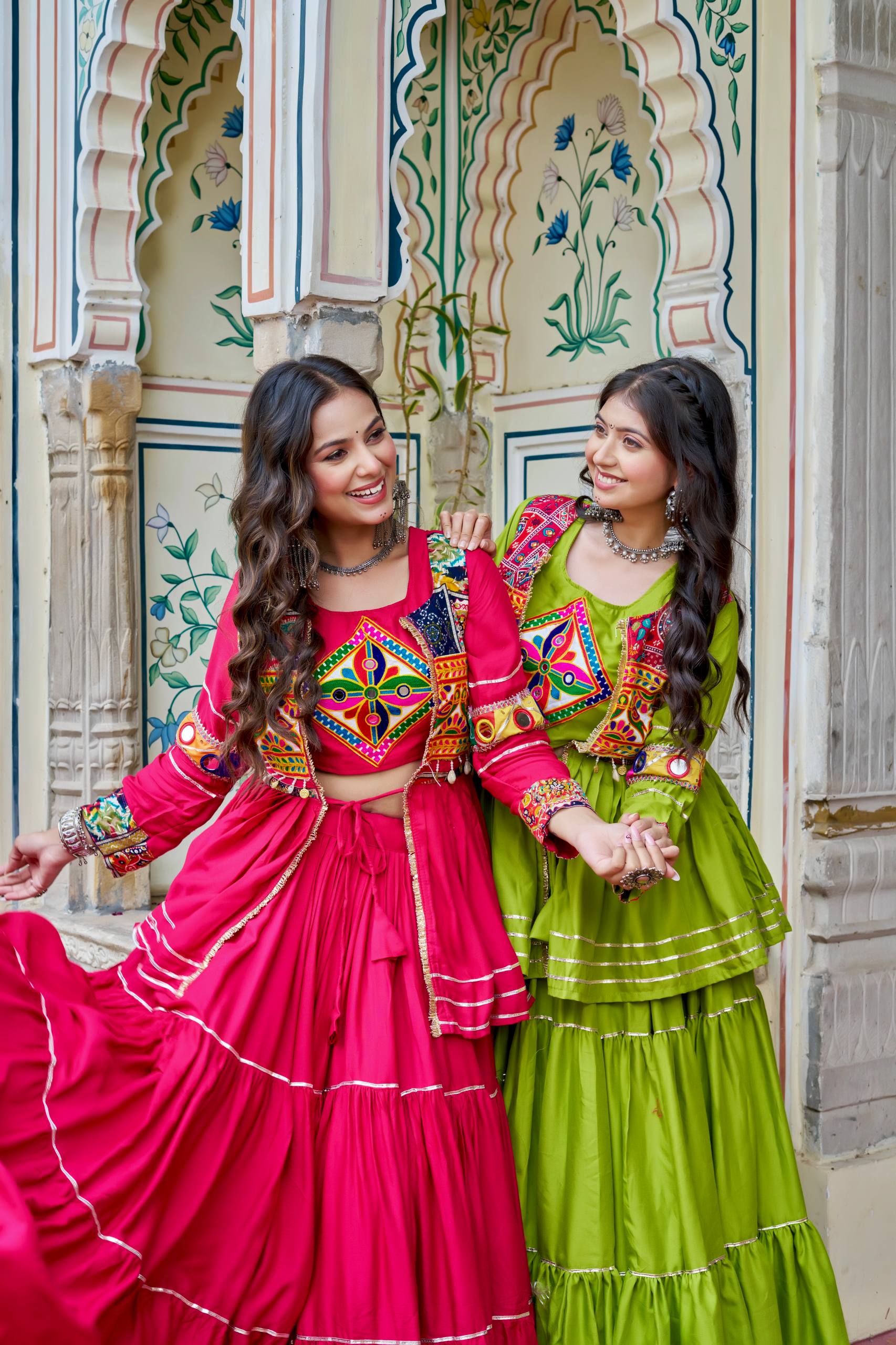Navratri Special Pure Cotton Gamathi Work Lehenga Choli with Koti - Fully Stitched