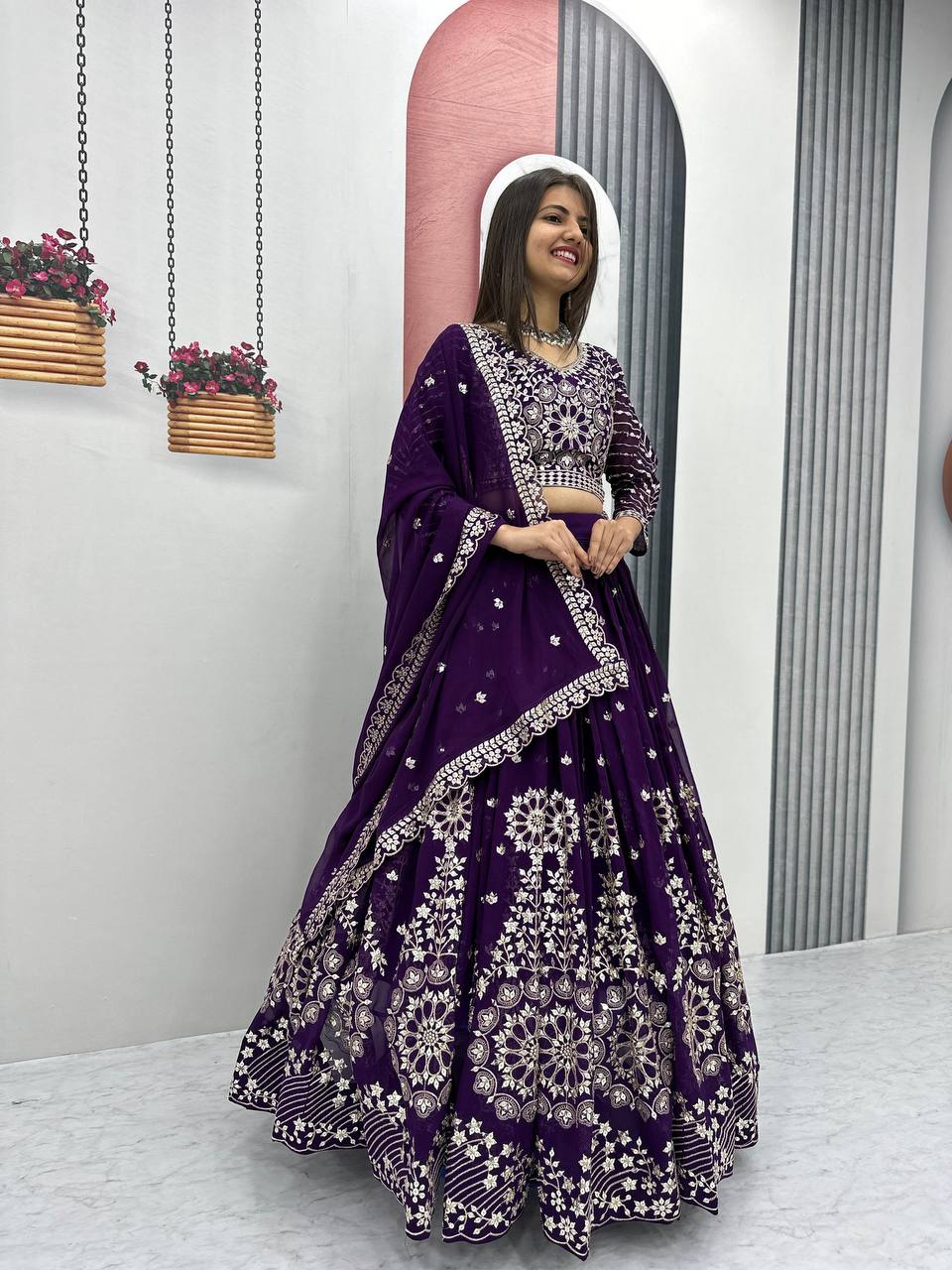 Launching Designer Fox Georgette Lehenga Choli with Heavy 7 mm Sequence Work - Fully Stitched