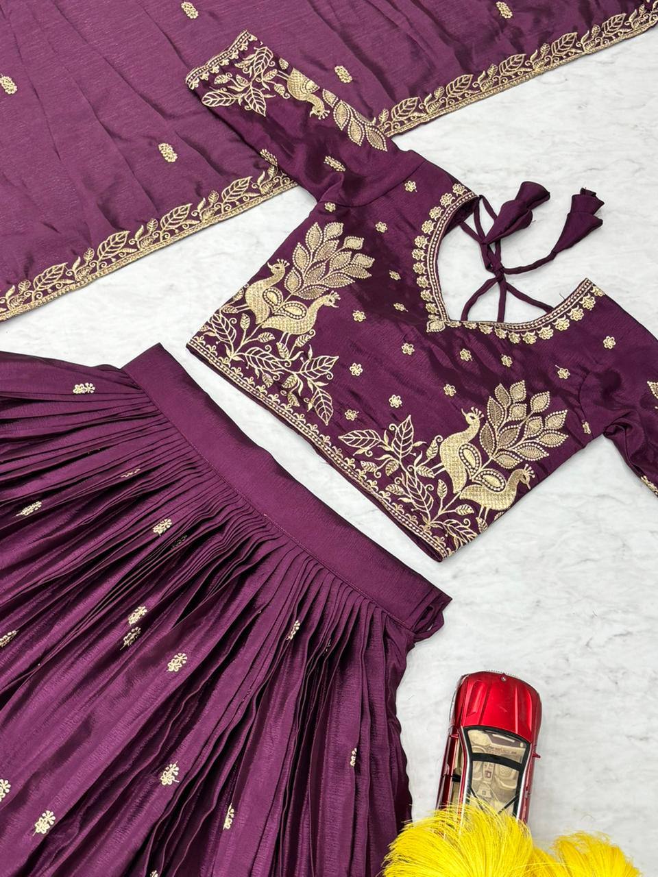 New Festival Chinon Lehenga Choli with Elegant Embroidered Dupatta - Fully Stitched