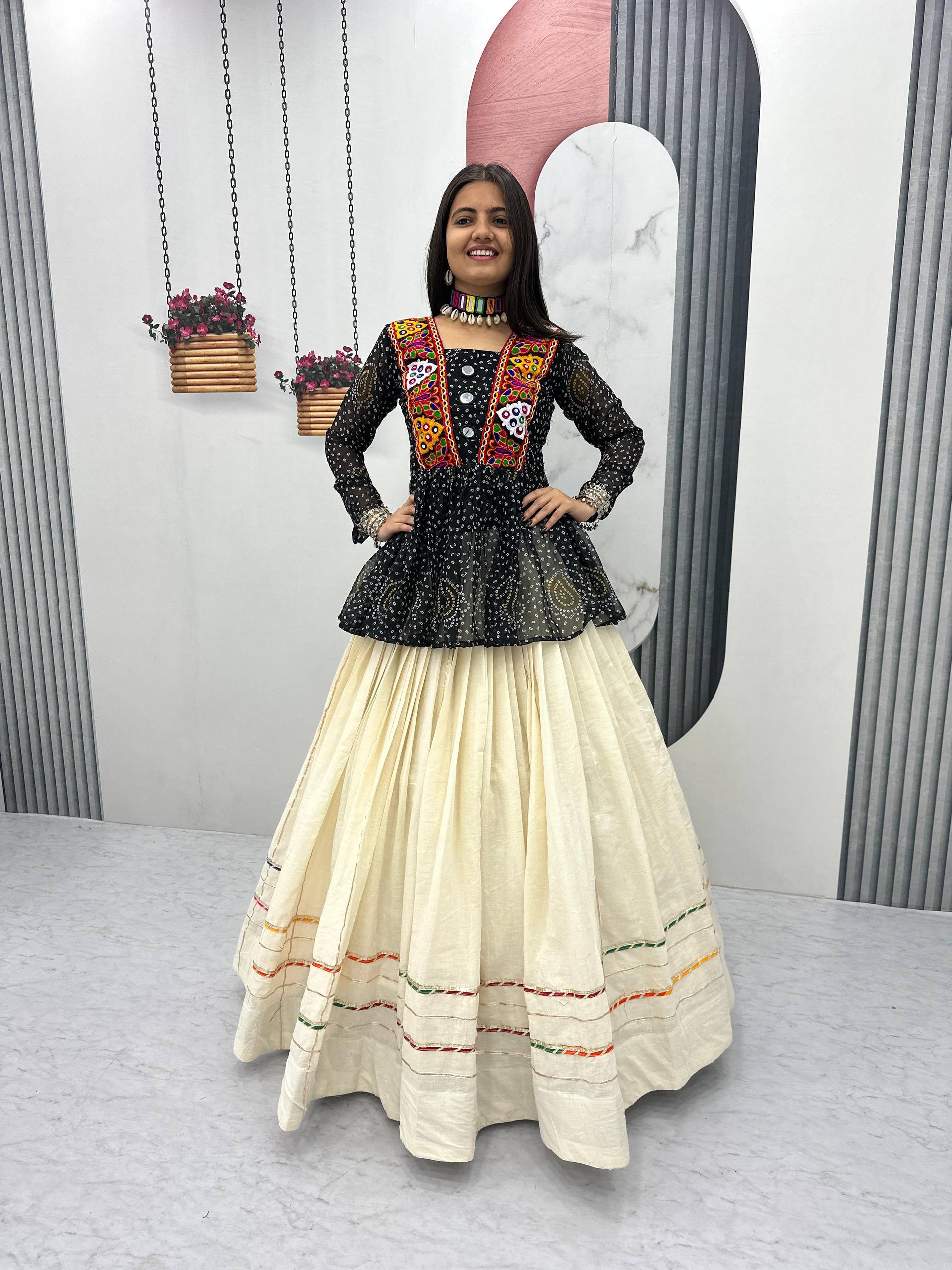 Launching Navratri Special Bandhej Print Lehenga Choli with 6 Meter Big Flair- Fully Stitched