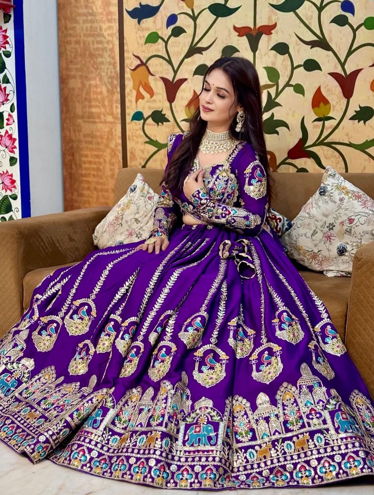Launching New Festival Pure Vichitra Lehenga Choli with Heavy Coding Sequence Work - Fully Stitched