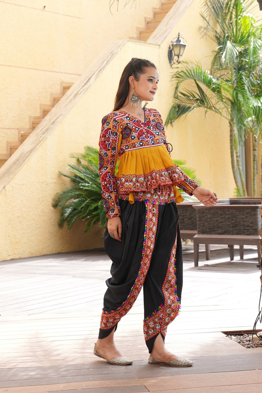 Designer Embroidered Kurti with Dhoti Pant  Perfect for Garba Nights & Festive Celebrations