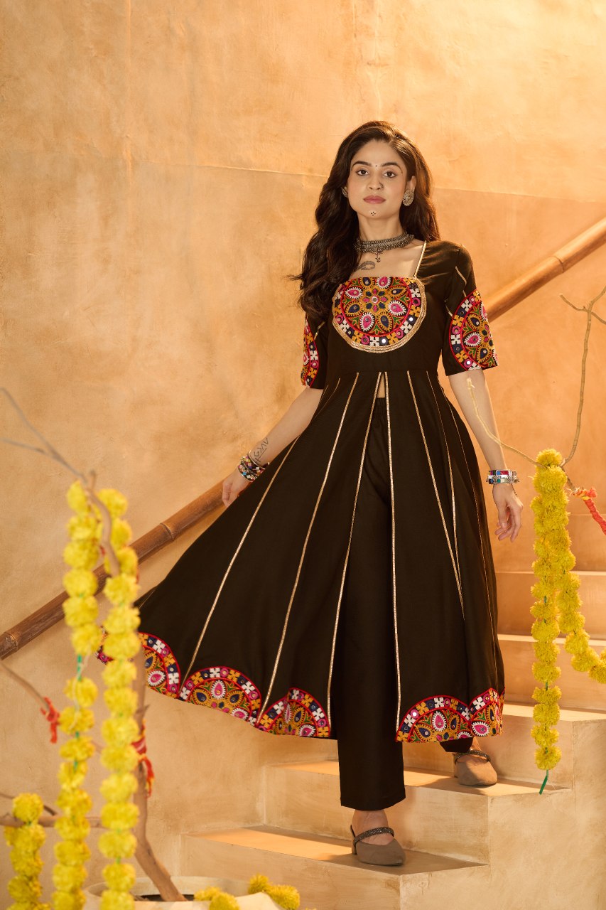 Designer Embroidered Kurti With Pant Perfect For Garba Night