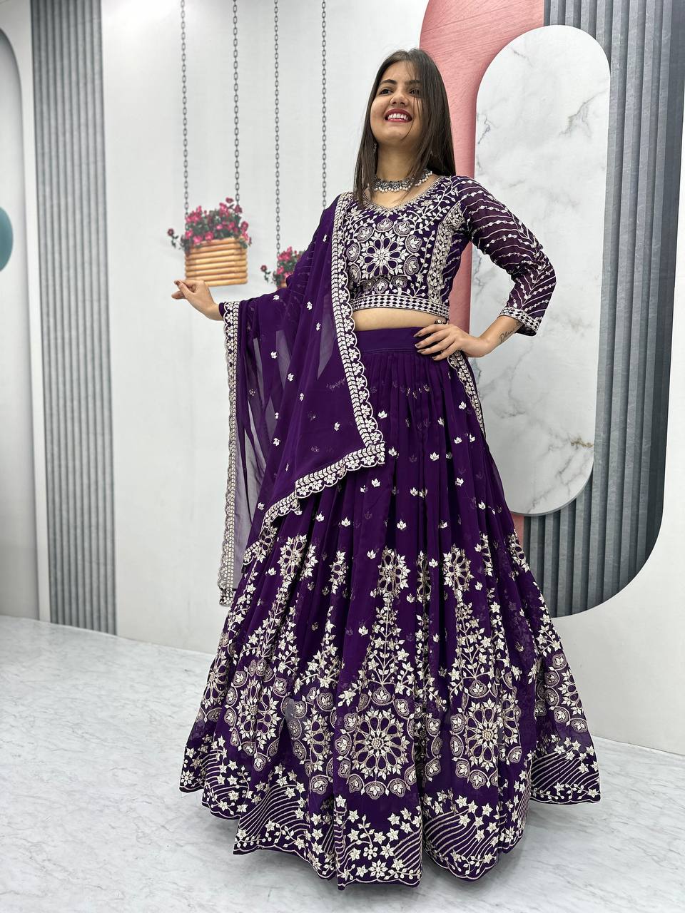 Launching Designer Fox Georgette Lehenga Choli with Heavy 7 mm Sequence Work - Fully Stitched