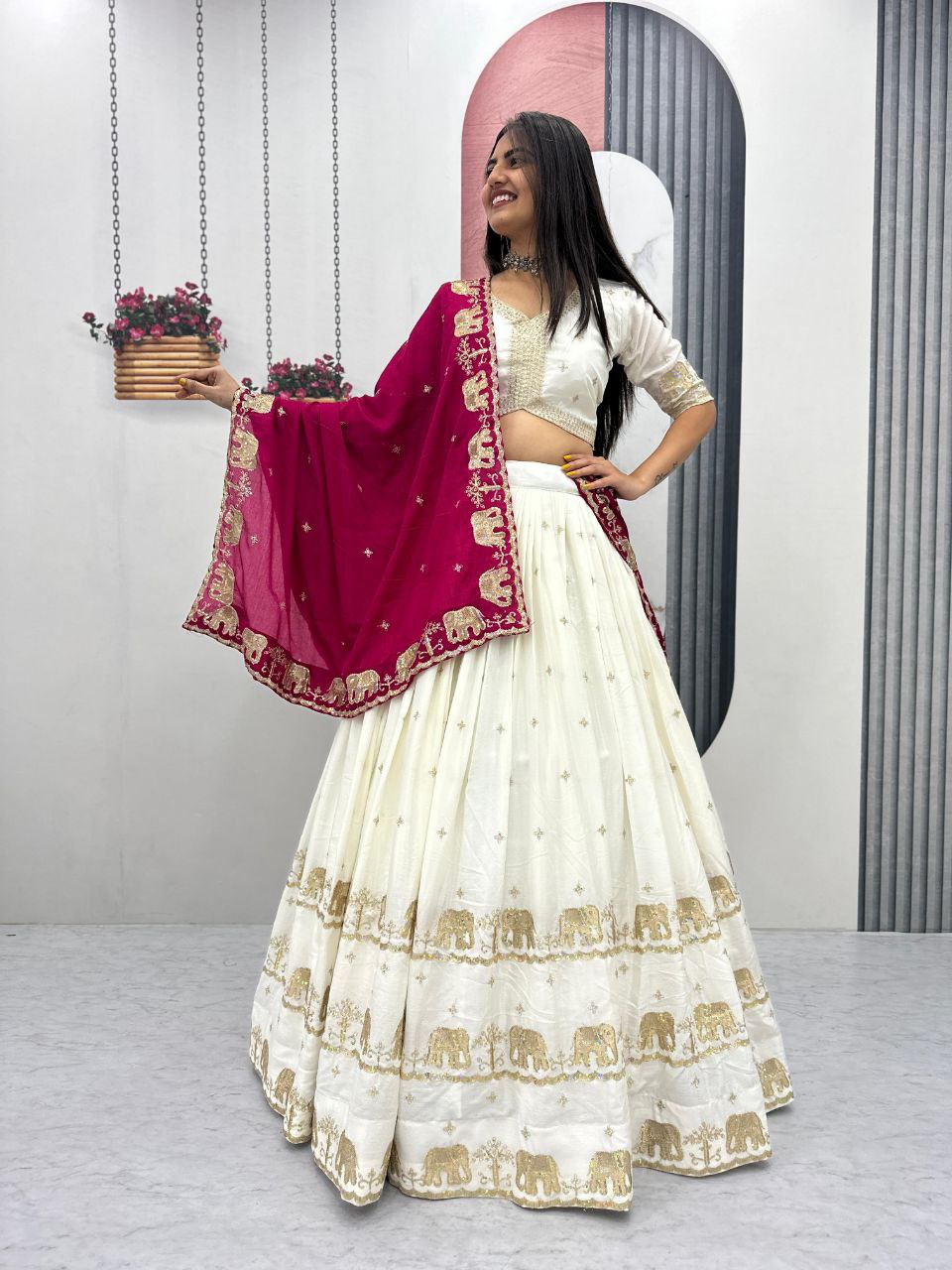 New Festival Pure Chinon Lehenga Choli with Heavy Sequence Embroidery - Fully Stitched