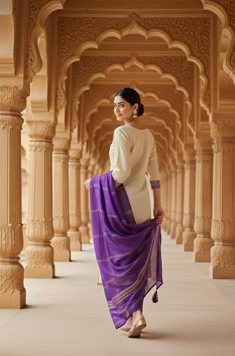 Designer Embroidered Kurta Pant Set with Printed Dupatta Perfect For Wedding Function