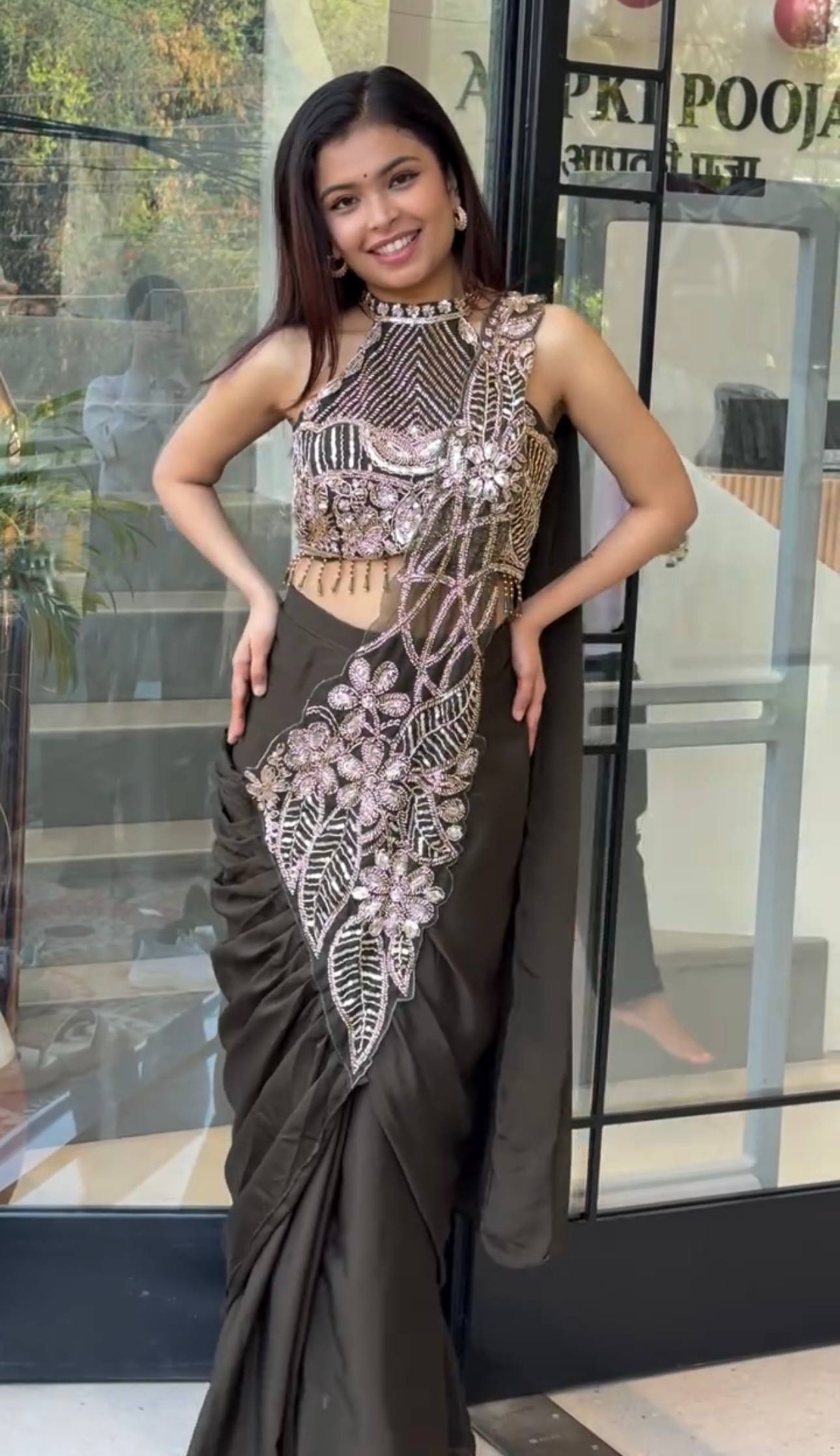 New Superhit Trending Rangoli Ready to Wear Saree with Fully Embroidered Beads Work Blouse - Fully Stitched