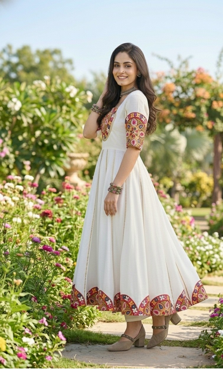 Designer Embroidered Kurti With Pant Perfect For Garba Night