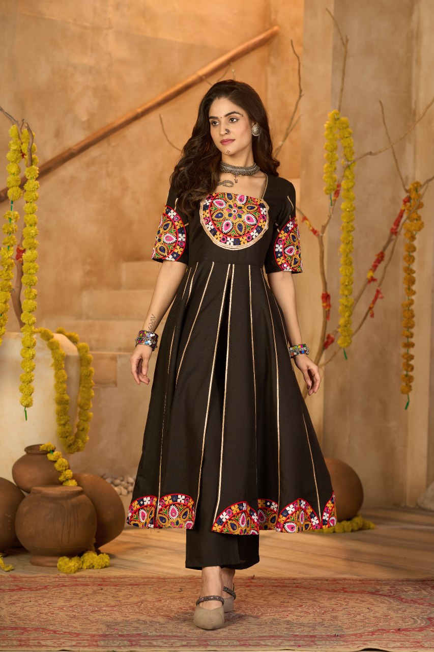 Designer Embroidered Kurti With Pant Perfect For Garba Night