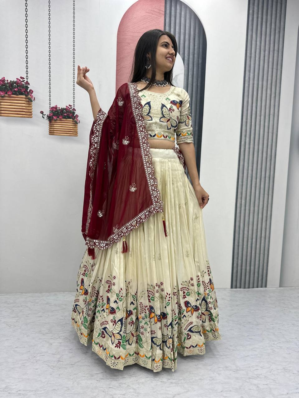 Wedding wear Lehenga Choli With Cancan - Fully Stitched